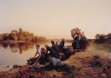 Wash Day countrywoman Daniel Ridgway Knight Oil Paintings